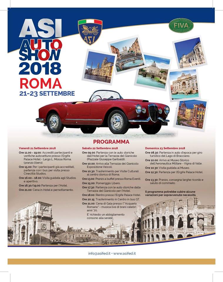 Asi Auto Show 2018, Roma 21/23 settembre