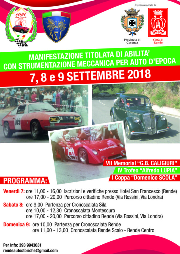 Il Campionato Crono Meccanici ASI riparte da Rende