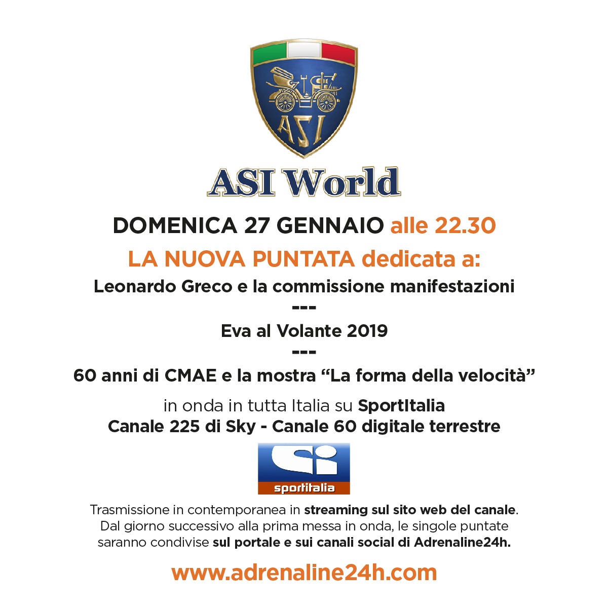 ASI World, domenica 27 gennaio la nuova ed entusiasmante puntata!!!
