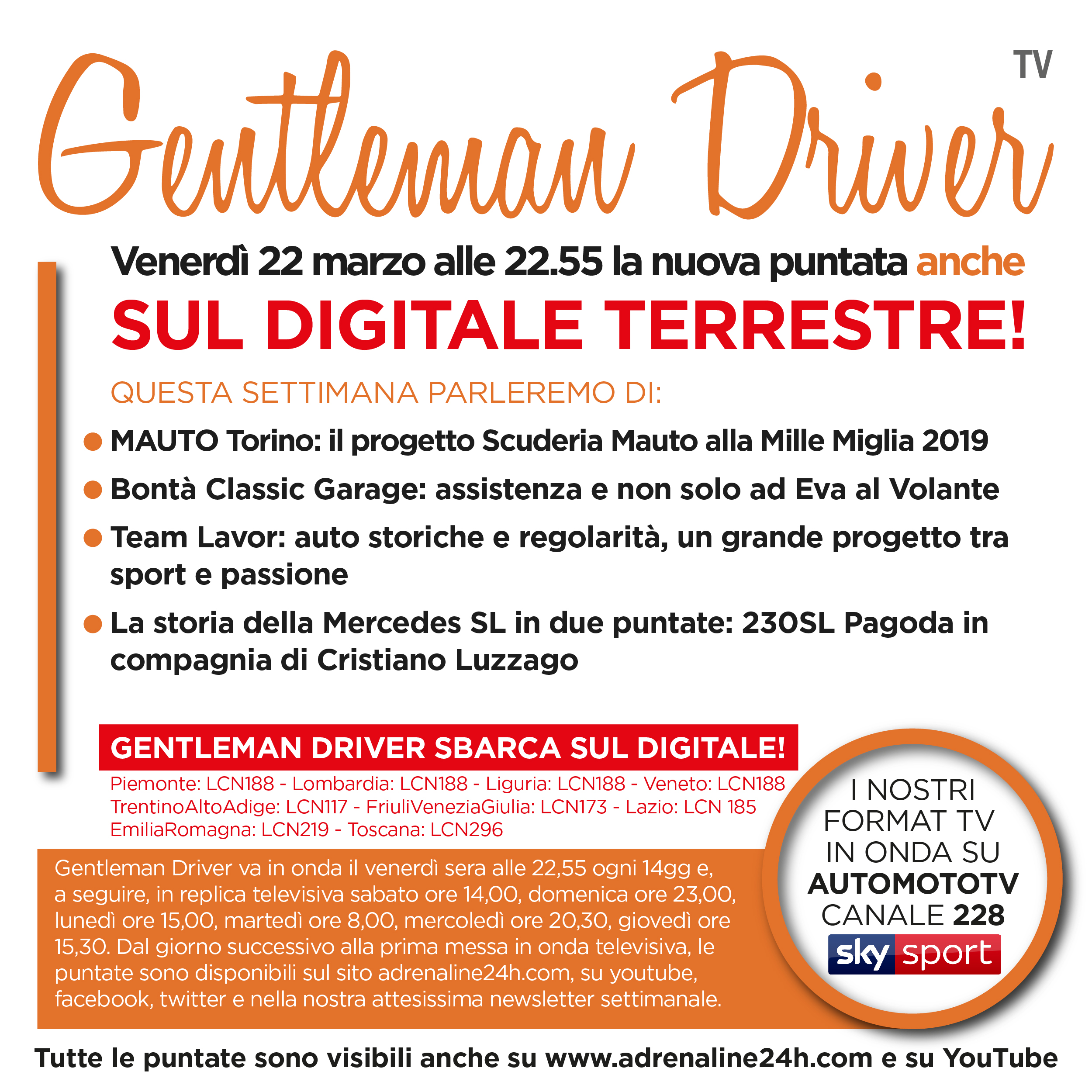 Gentleman Driver TV, nuova punta venerdì 22 Marzo Sky Sport canale 228 e DIGITALE TERRESTRE!!!