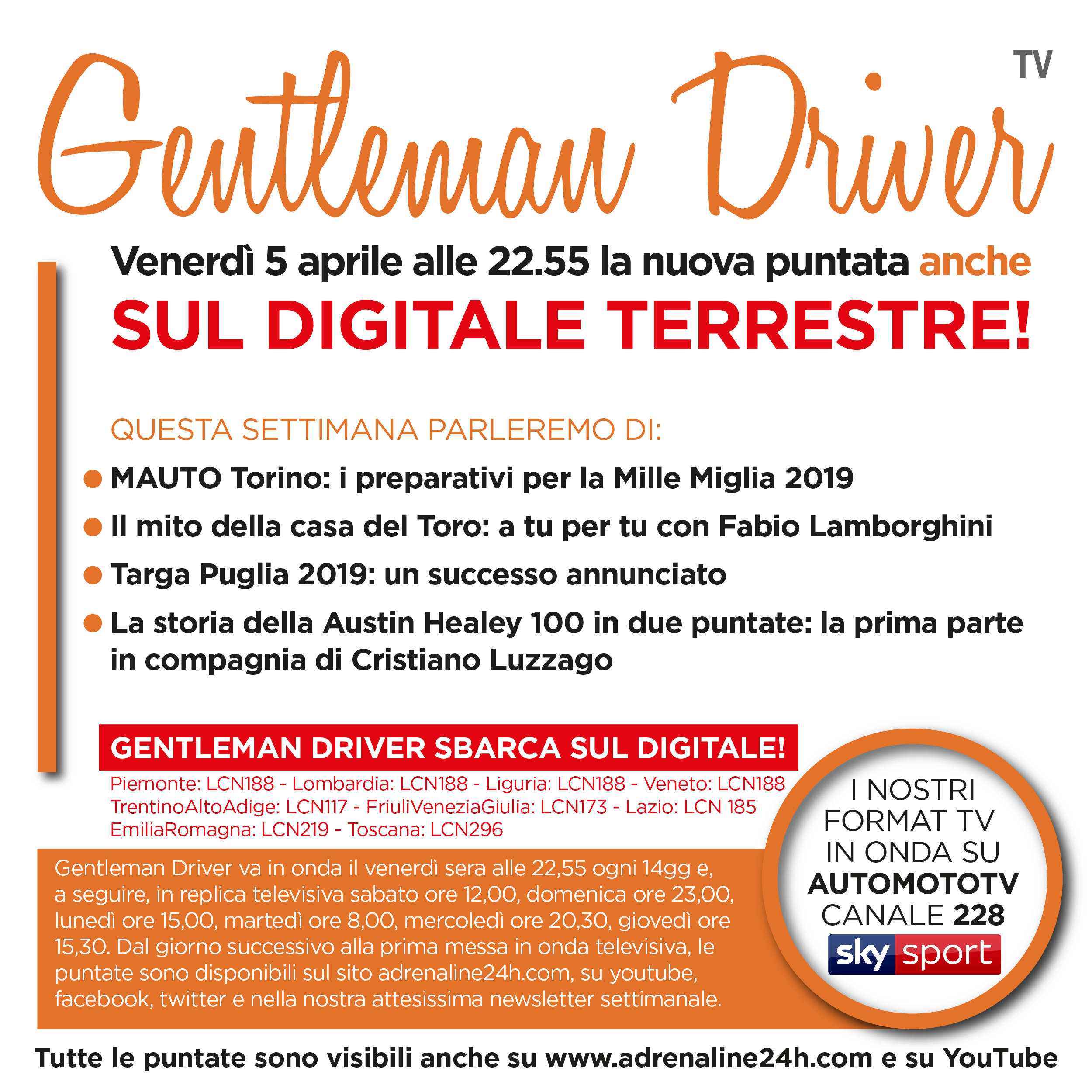 Gentleman Driver TV, nuova e attesissima punta venerdì 05 Aprile Sky Sport canale 228 e DIGITALE TERRESTRE!!!