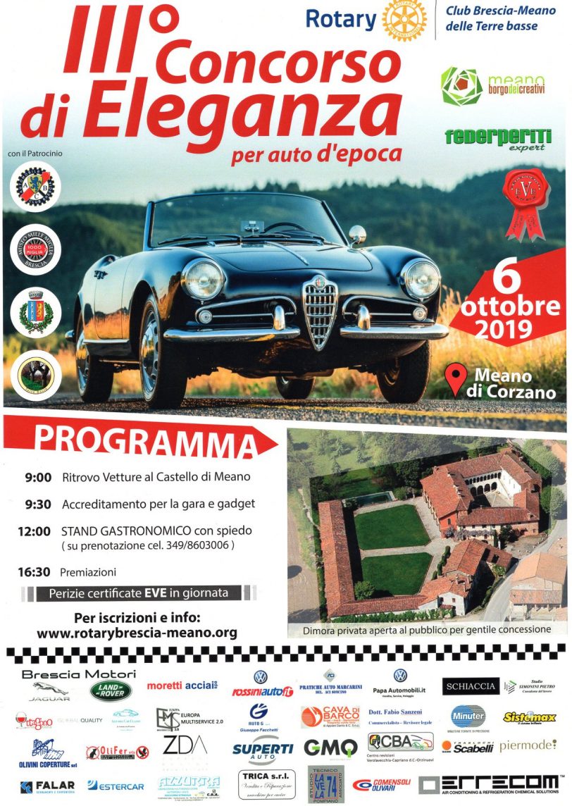 Il 6 ottobre si svolgerà il III Concorso d’eleganza per auto storiche “Castello di Meano”