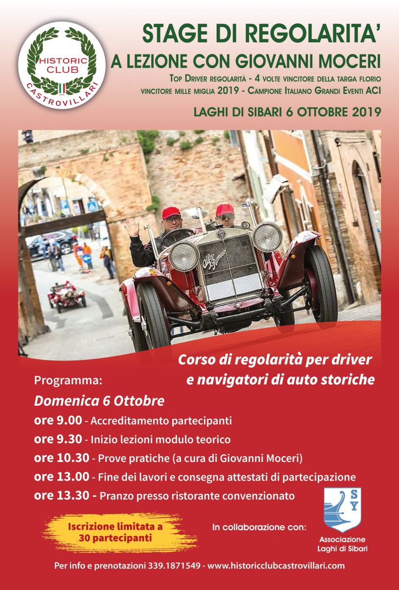 L’Historic Club Castrovillari ha organizzato uno stage di regolarità con Giovanni Moceri