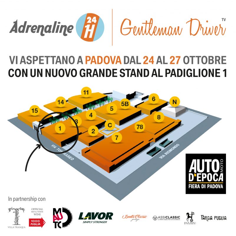 Adrenaline24h e Gentleman Driver TV vi aspettano ad Auto e Moto d’Epoca 2019