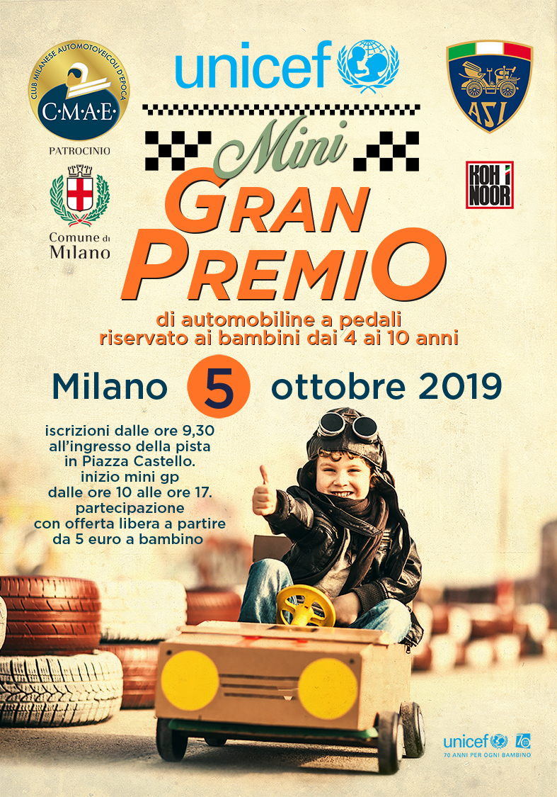 Al Trofeo Milano si svolgerà il Mini GP di UNICEF