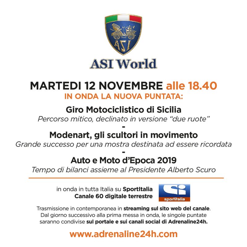 ASI World, martedì 12 Novembre la nuova attesissima puntata!!