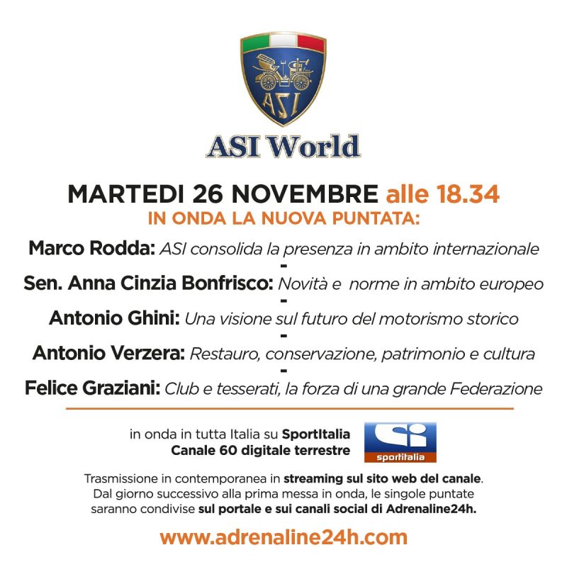 ASI World, martedì 26 Novembre la nuova puntata!!