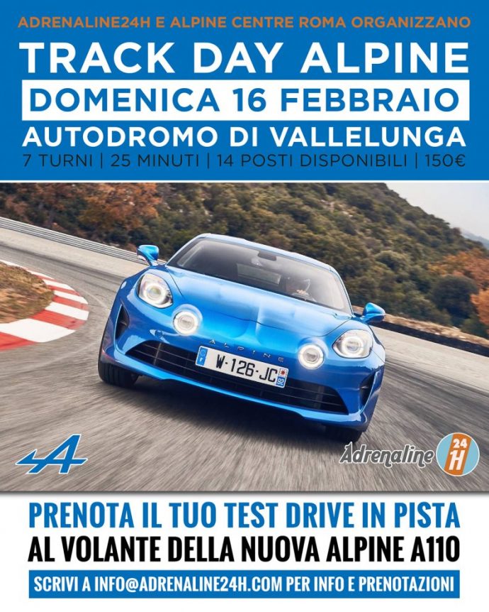 Domenica 16 Febbraio, Alpine sbarca a Vallelunga con le splendide A110