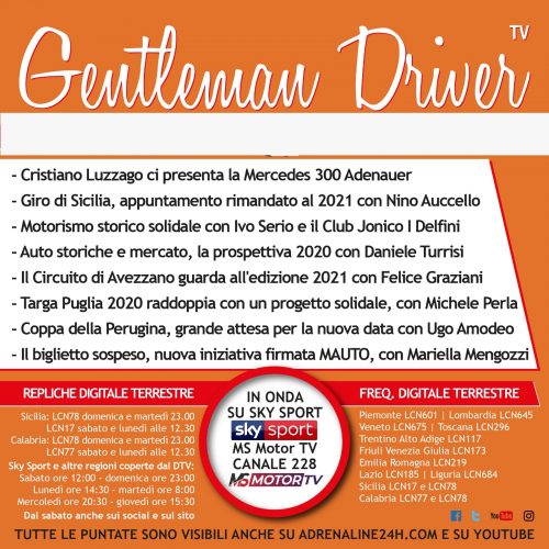 Gentleman Driver puntata del 15 maggio… le repliche sul Digitale Terrestre!!!