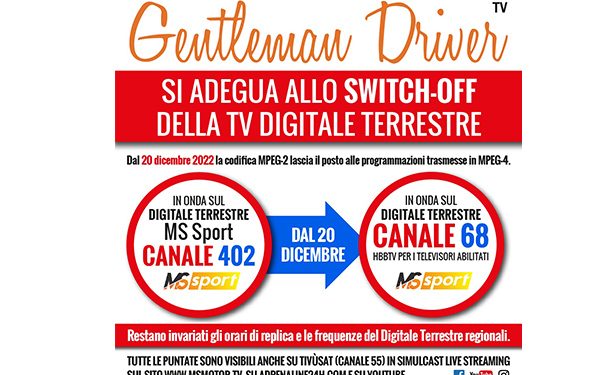 Gentleman Driver TV è ora visibile in tutta Italia al canale 68 MS Sport del Digitale Terrestre!!!